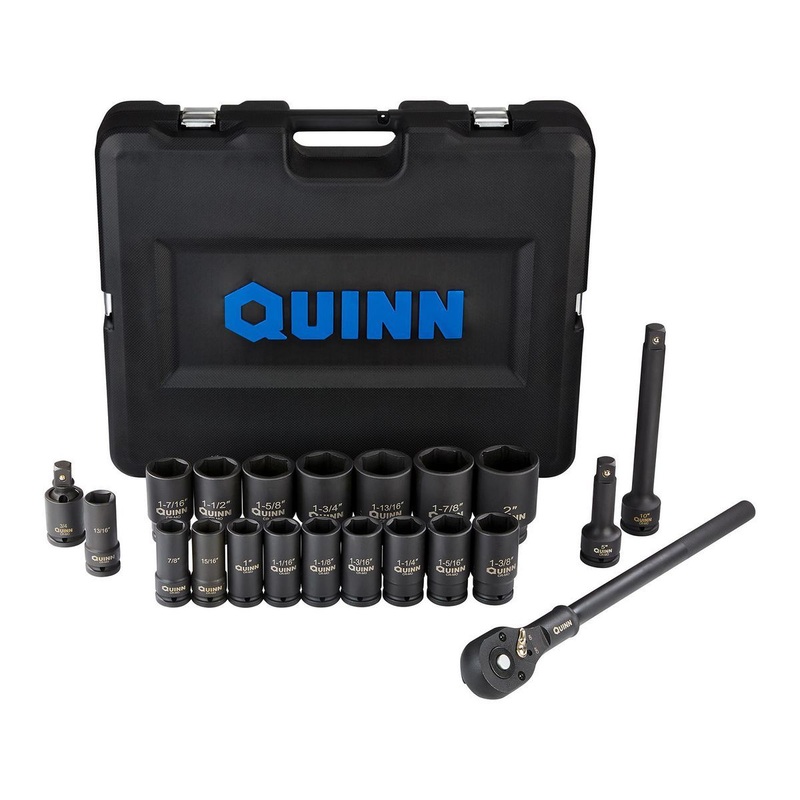 QUINN 3/4 in. Drive SAE Ratchet and Deep Impact Socket Set, 21-Piece