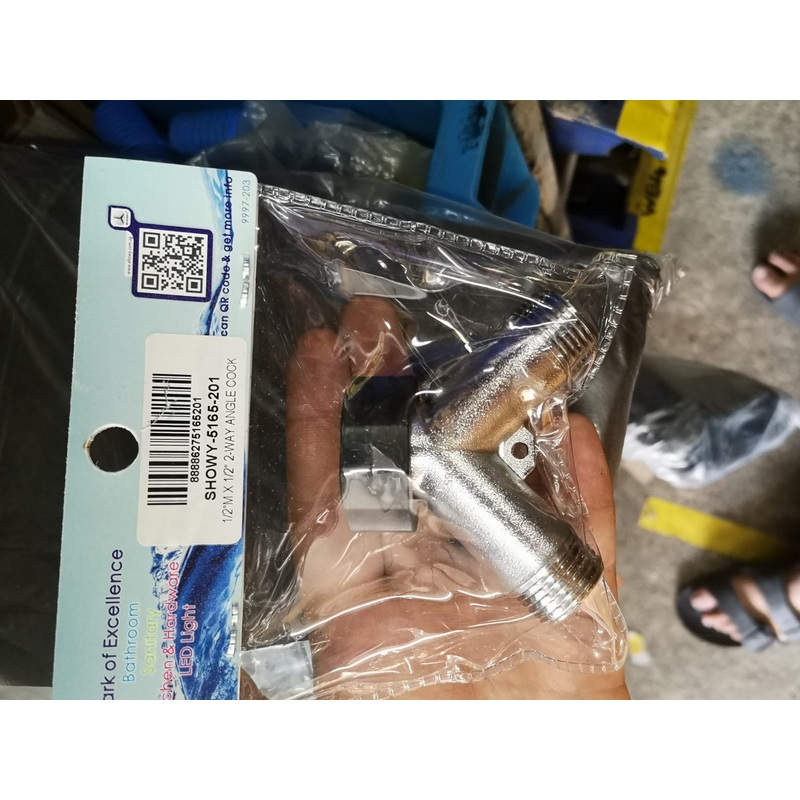 1/2″M X 1/2″ Coupling On/Off 2Way Angle Cock (Chrome) #5165-15 | Model : SHOWY-5165-15