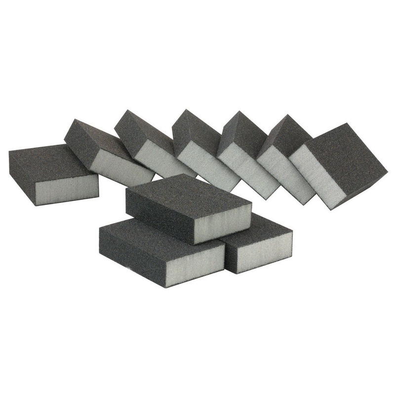 WARRIOR Aluminum Oxide Sanding Sponges – Medium Grade, 10 Pack