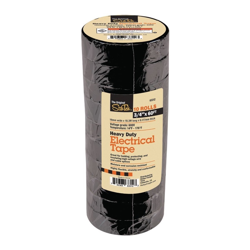 STIKTEK 60 ft. x 3/4 in. Industrial-Grade Electrical Tape, 10-Pack