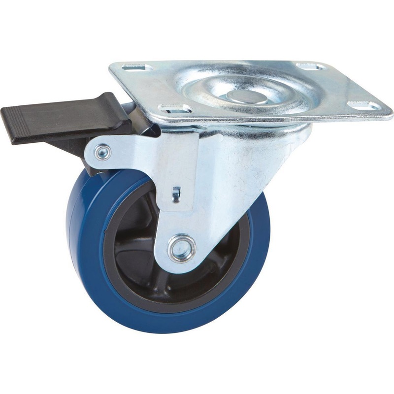 3 in. Rubber Light Duty Swivel Caster with Brake
