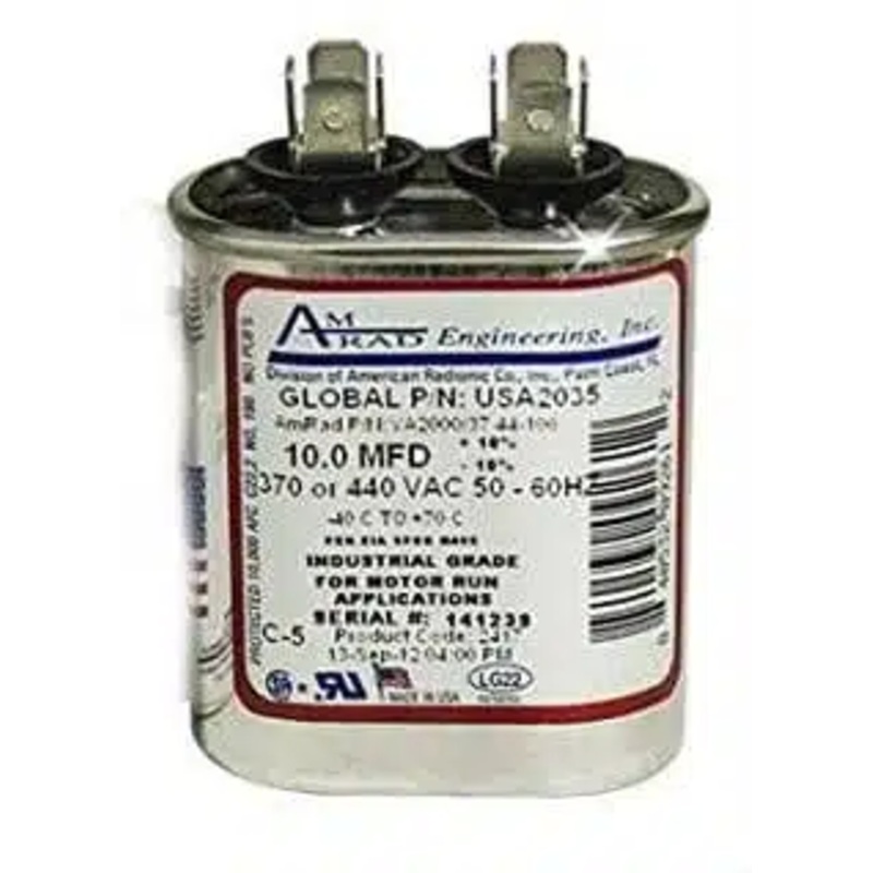AmRad Run Capacitor USA2035 10.0 uf MFD 370/440 Volt