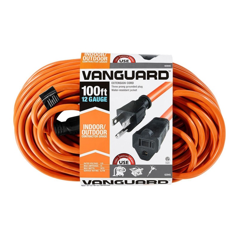 VANGUARD 100 ft. x 12/3 Gauge Outdoor Extension Cord, Orange