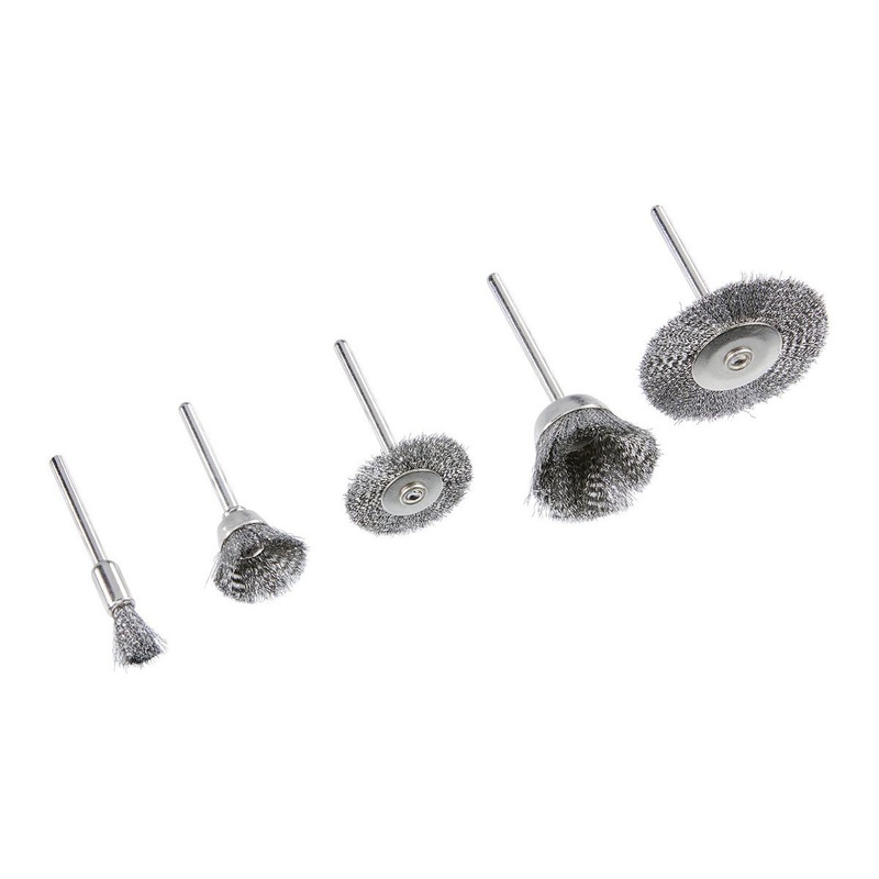 WARRIOR Stainless Steel Rotary Wire Wheel and Brush Set, 5-Piece