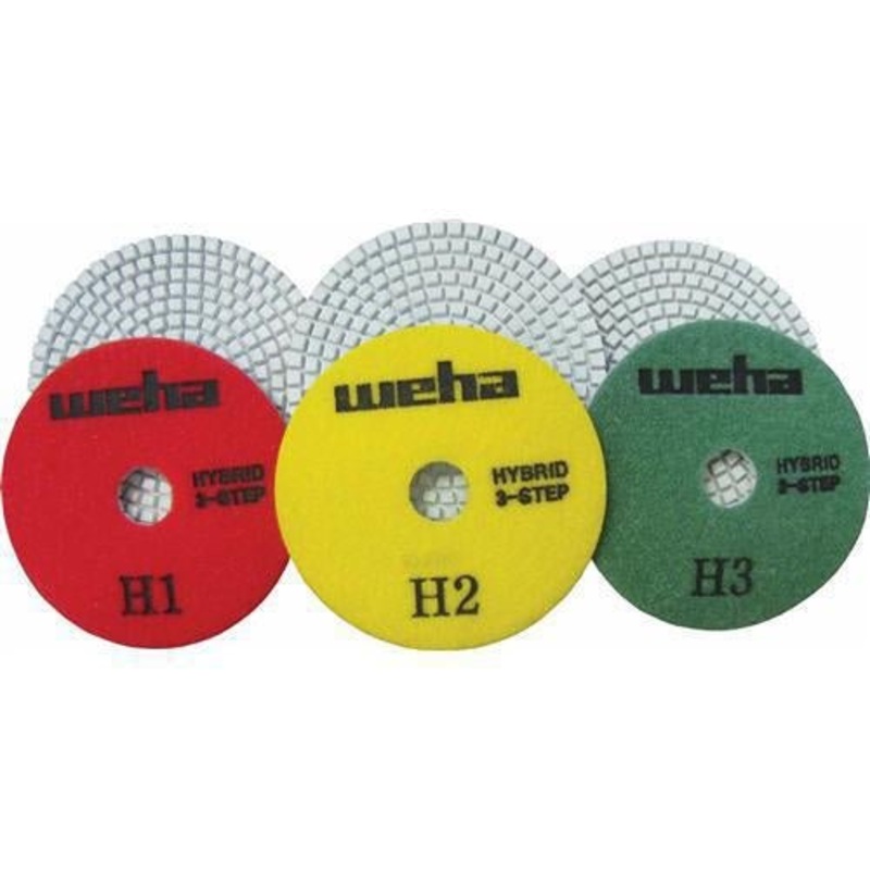 4″ Weha 3 Step Hybrid Diamond Polishing Pad Set of 3