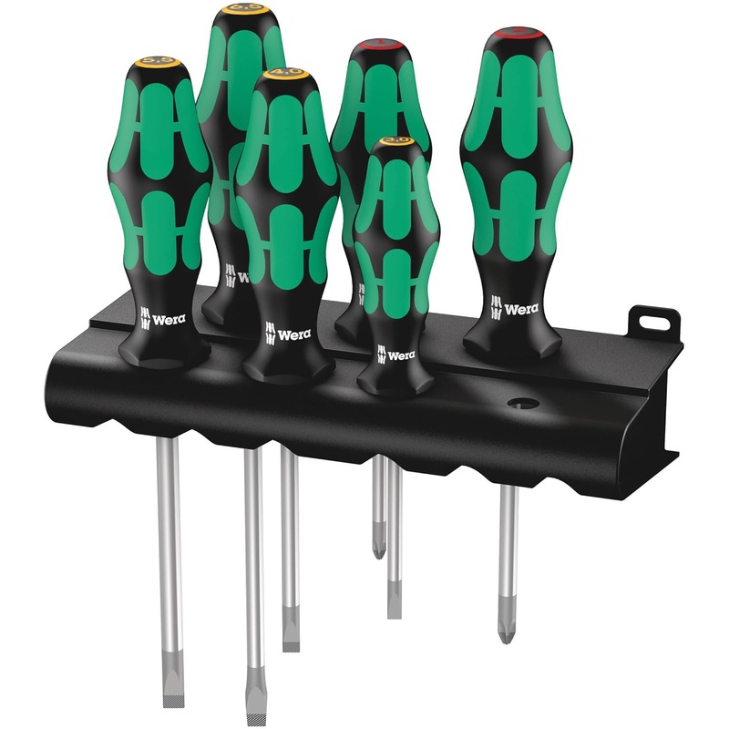 Wera 334/6 Set of Screwdriver Kraftform Plus Lasertip with Rack 6 pieces